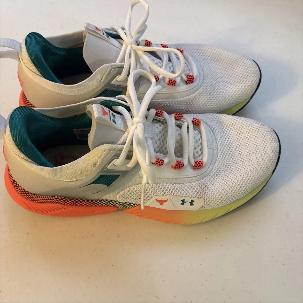 Under Armour White Teal Coral Gradient Athletic Shoes